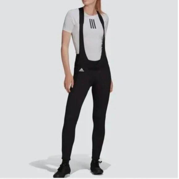 ADIDAS Women's Padded COLD READY Cycling Bib Tights NWT Black / White Size S - Picture 2 of 10